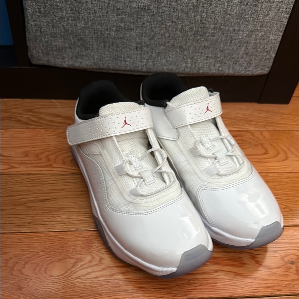 Kids Jordan White and Gray Sneakers with Velcro Strap